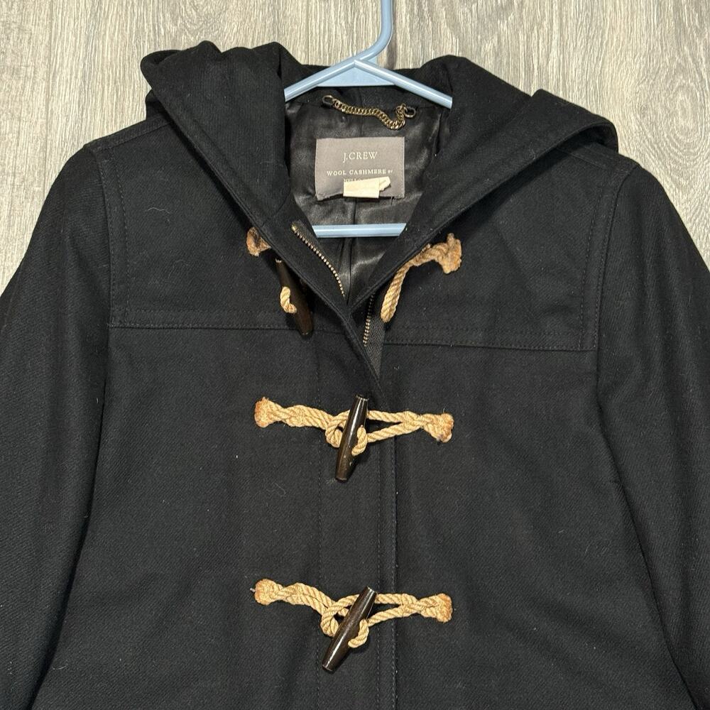 J Crew Nello Gori Italian Wool & Cashmere Toggle Button Stadium Coat Black Sz 6 - Picture 2 of 8